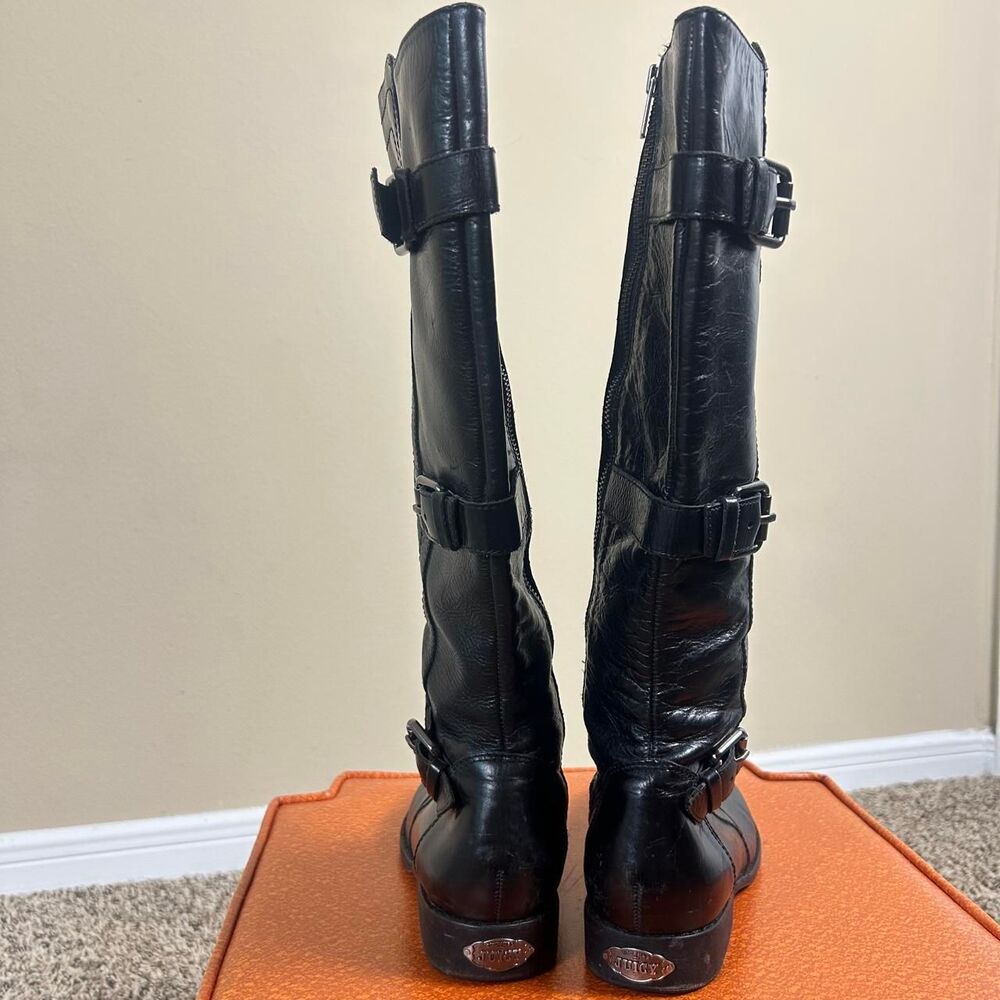 Juicy Couture Black Leather Knee-High Buckle Boots - Picture 4 of 7